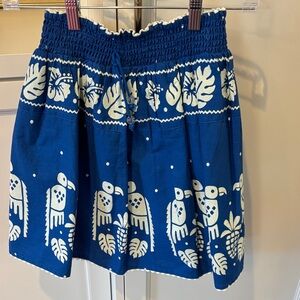 Like New Zara Blue and Cream Tropical Mini Skirt